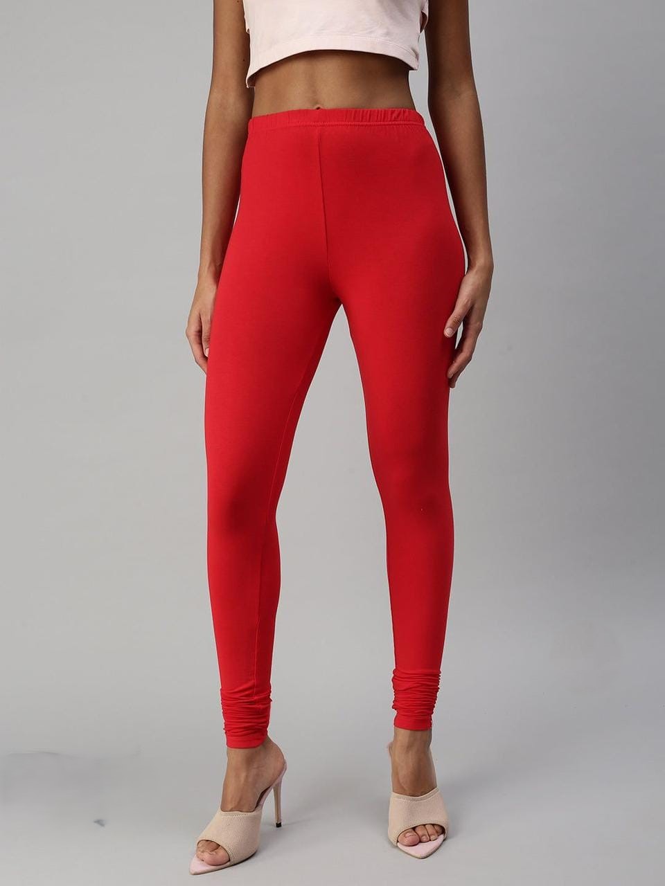 Cotton Lycra   Prisma Bottle Green Churidar Leggings.